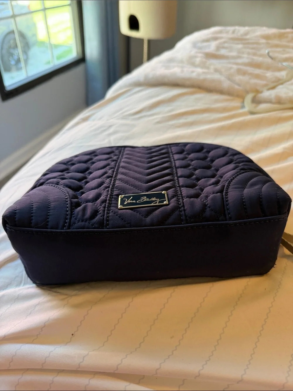 Vera Bradley Quilted Deep Navy Cosmetic plastic lined bag